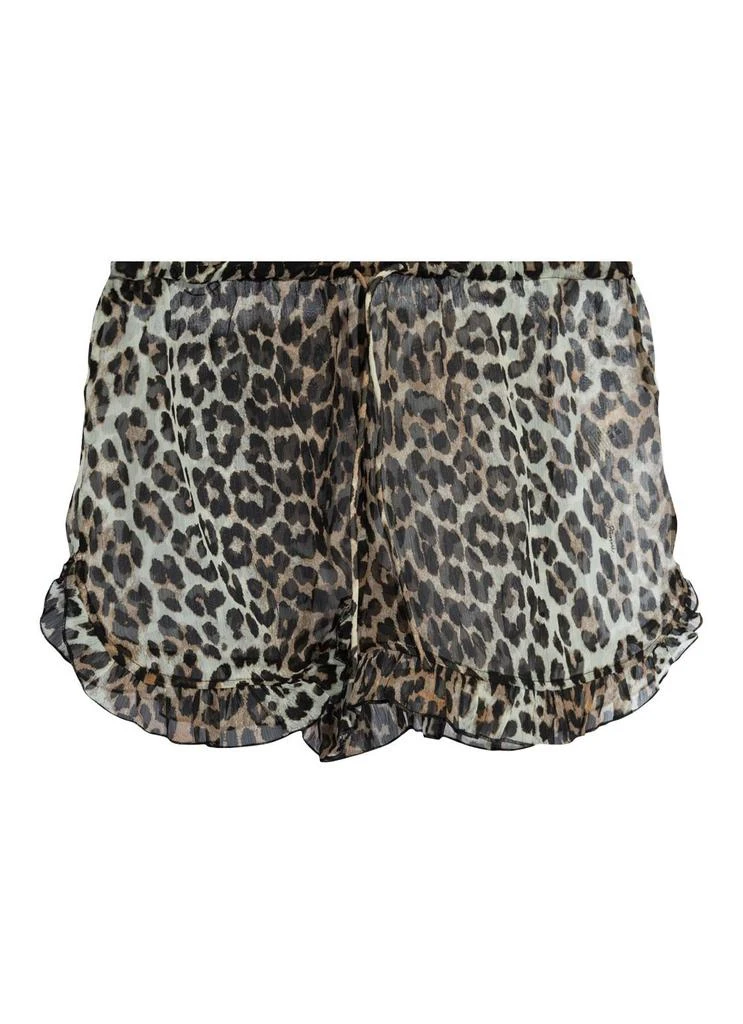 Ganni Light Chiffon Ruffle Shorts Leopard 1
