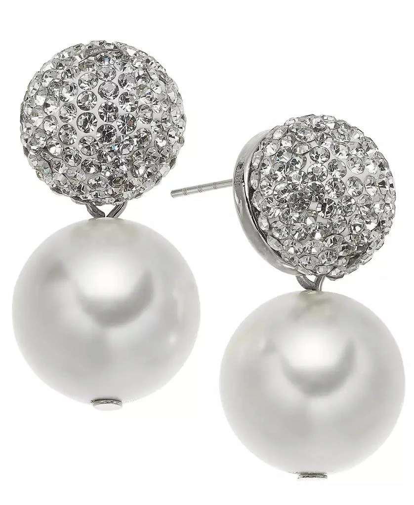 On 34th Pavé Fireball & Imitation Pearl Drop Earrings, Created for Macy's 1