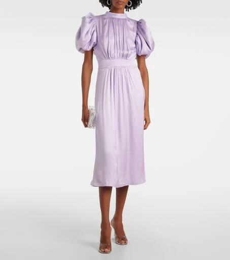 ROTATE Birger Christensen Puff-sleeve satin midi dress 2