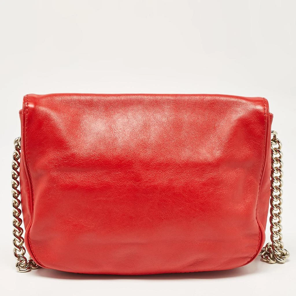 Carolina Herrera  Red Leather Flap Chain Shoulder Bag 3