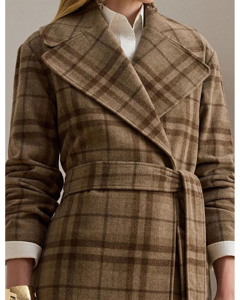 Ralph Lauren Plaid Wool Blend Twill Wrap Coat 4