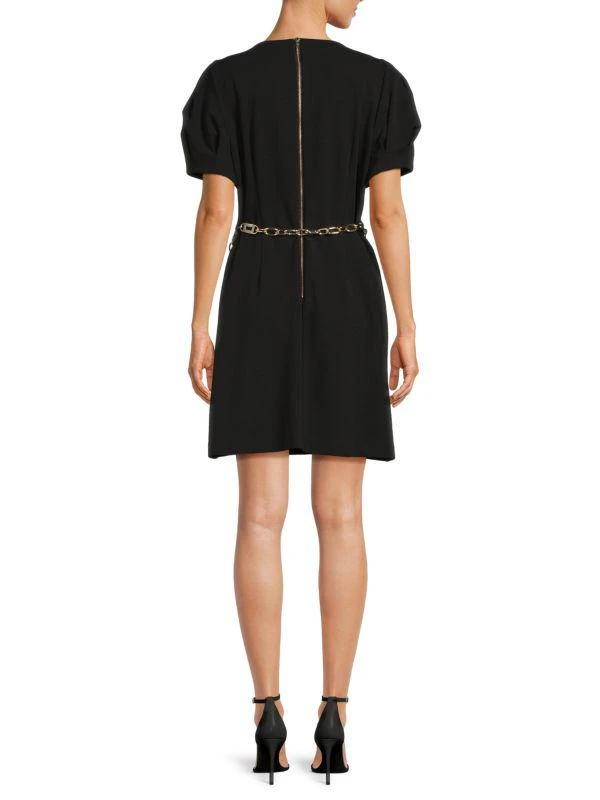 Karl Lagerfeld Paris Puff Sleeve Chain Belted Sheath Dress 2
