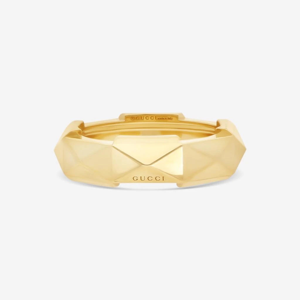 Gucci Gucci Link to Love 18K Yellow Gold Studded Band Ring YBC662184001012 1