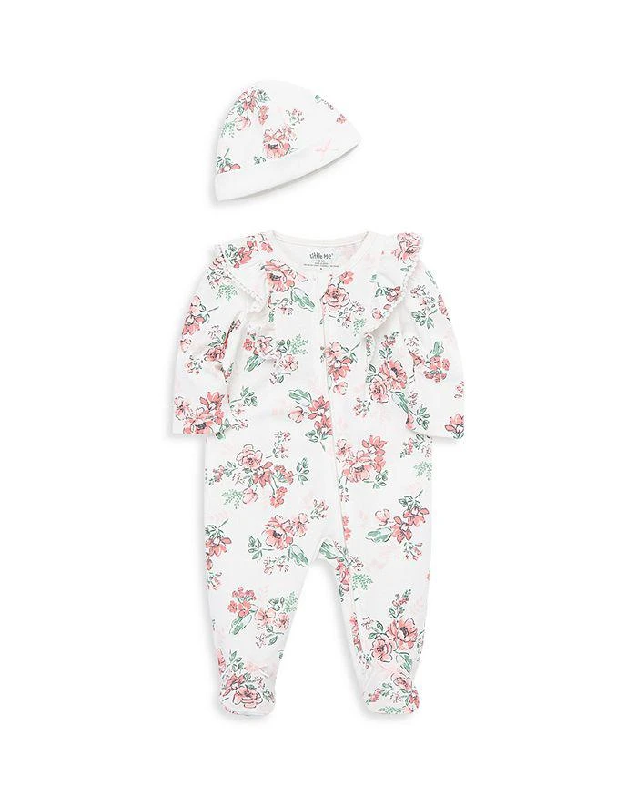 Little Me Girls' Whimsical Floral Footie & Hat Set - Baby 3