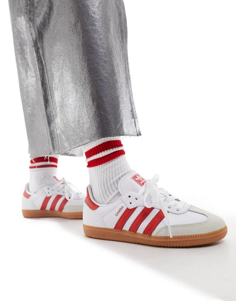 Adidas adidas Originals Samba trainers in white and red 1