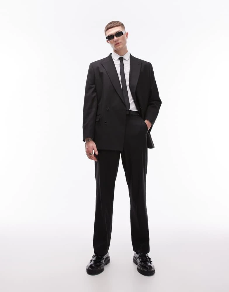 Topman Topman oversized wool suit jacket in black 2