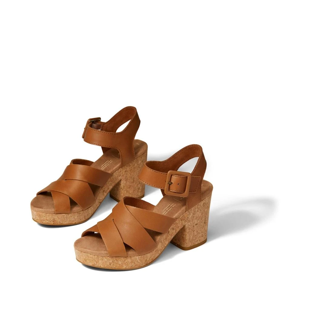 TOMS Shoes Ava Tan Leather Sandal 2