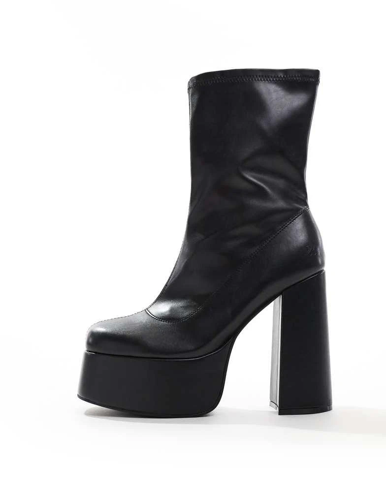 Koi Footwear KOI platform heeled ankle boots in black PU 2