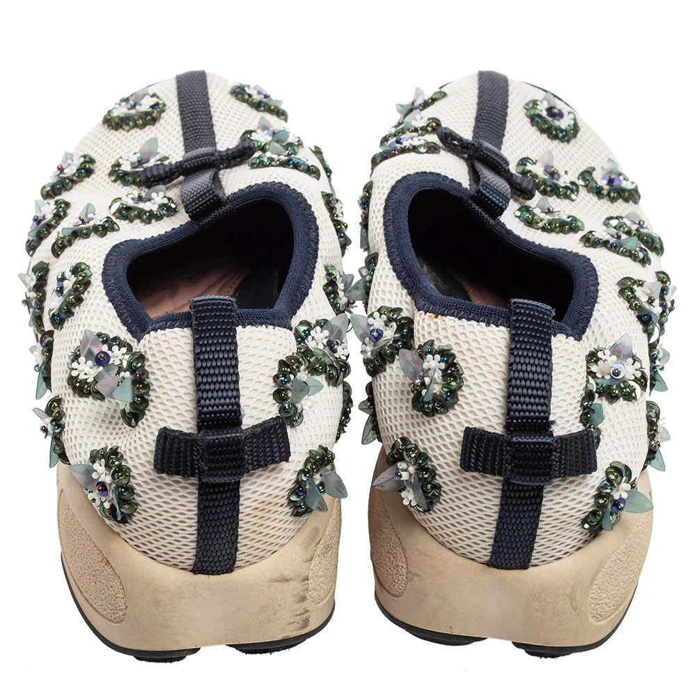 Dior Dior White/Black Sequins Embellished Mesh Fusion Slip-on Sneakers Size 36.5 5