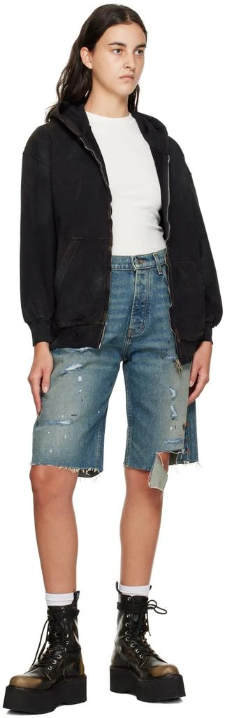 Rhude Indigo Distressed Denim Shorts 4