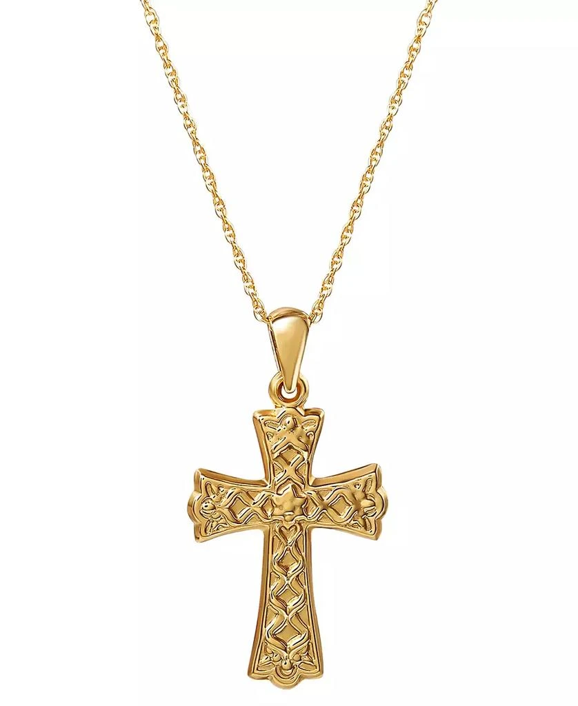 Giani Bernini Ornate Flared Cross 18" Pendant Necklace in 18k Gold-Plated Sterling Silver, Created for Macy's 1