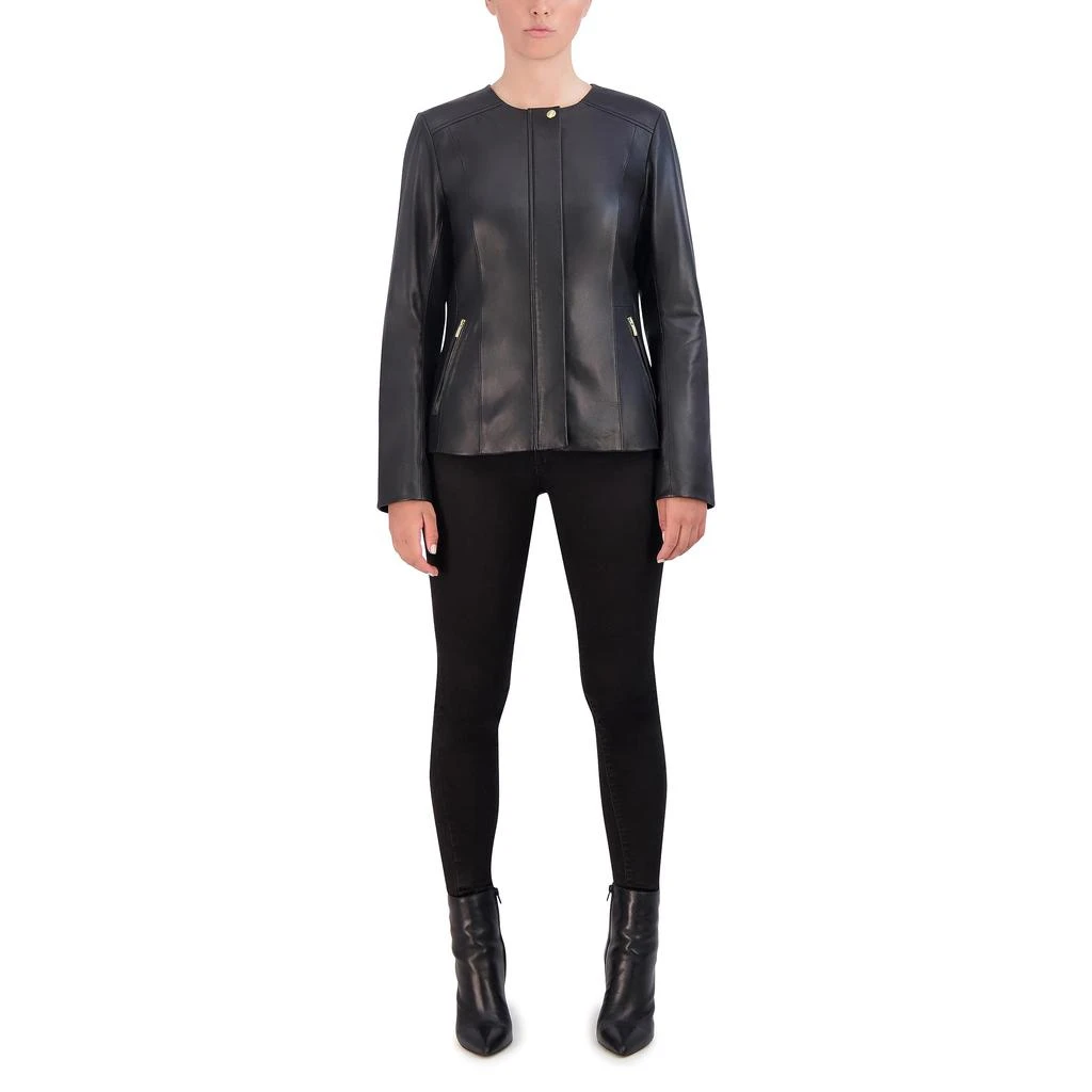 Cole Haan Collarless Leather Jacket 1