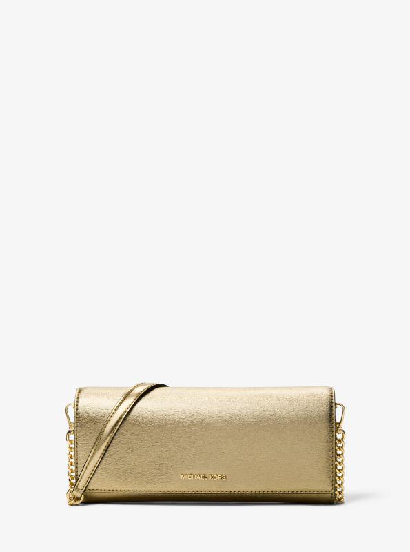 Michael Kors Jet Set Medium Embellished Metallic Leather Clutch