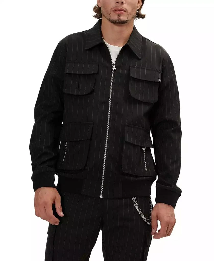 RON TOMSON Men's Modern Pinstriped Cargo Jacket 1