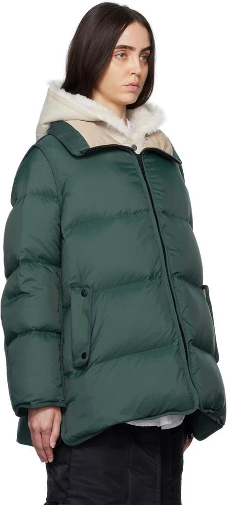 Yves Salomon - Army Green & Beige A-Line Down Jacket 2