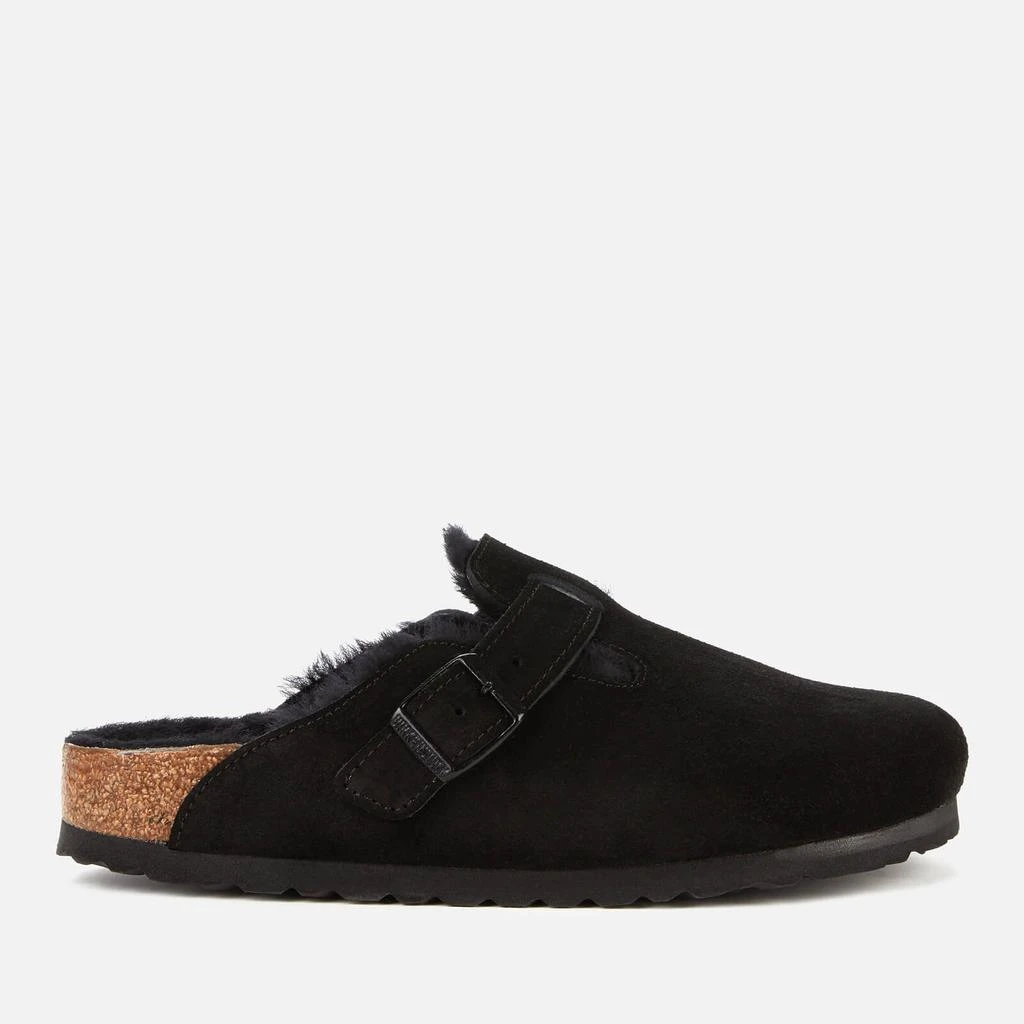 Birkenstock Boston Suede And Shearling Mules 1