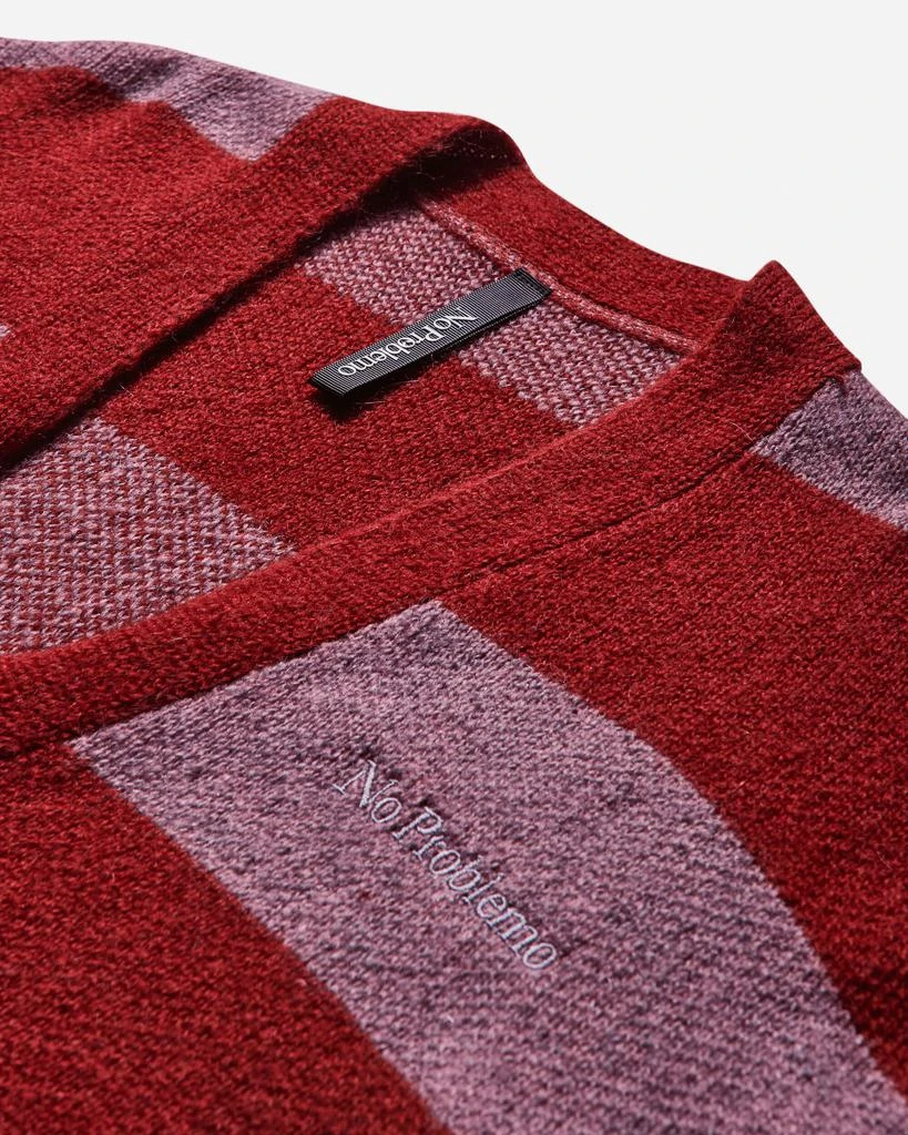No Problemo Men's Striped Mohair Oversized Cardigan Burgundy 3