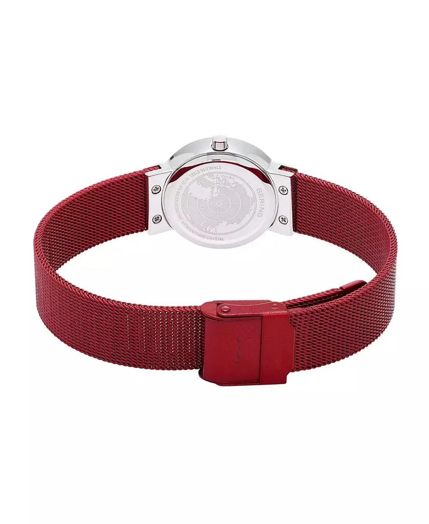 Bering Women's Crystal Red Stainless Steel Mesh Bracelet Watch 26mm 3