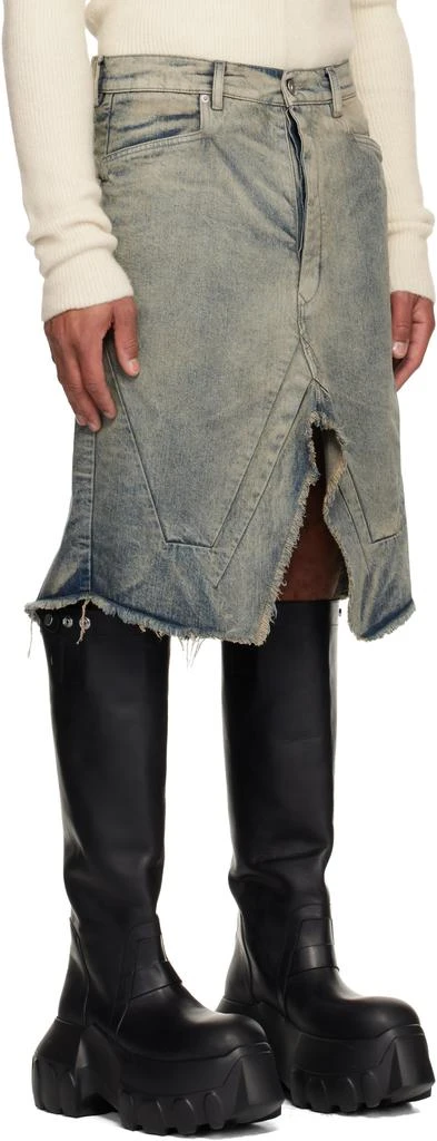Rick Owens Blue Concordians Slivered Denim Midi Skirt 2