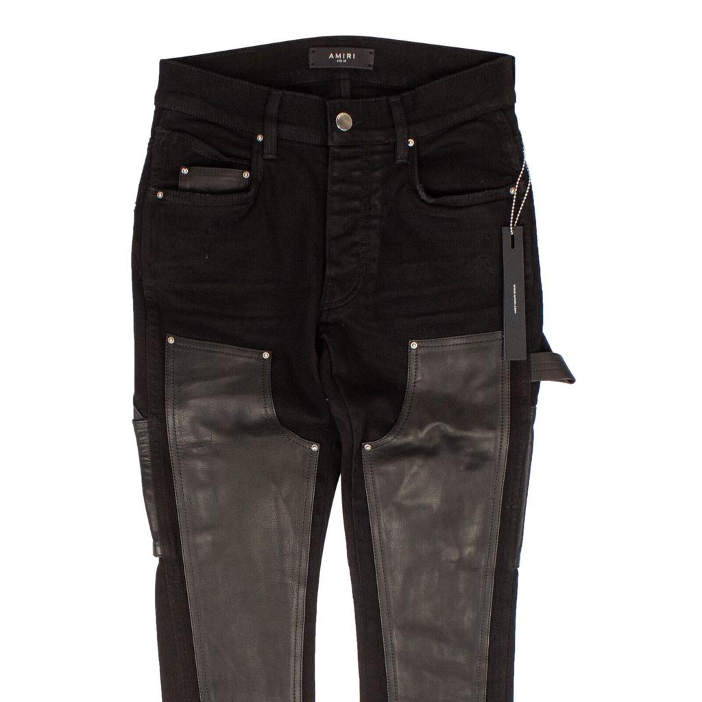 AMIRI Black Denim Leather Workman Pants