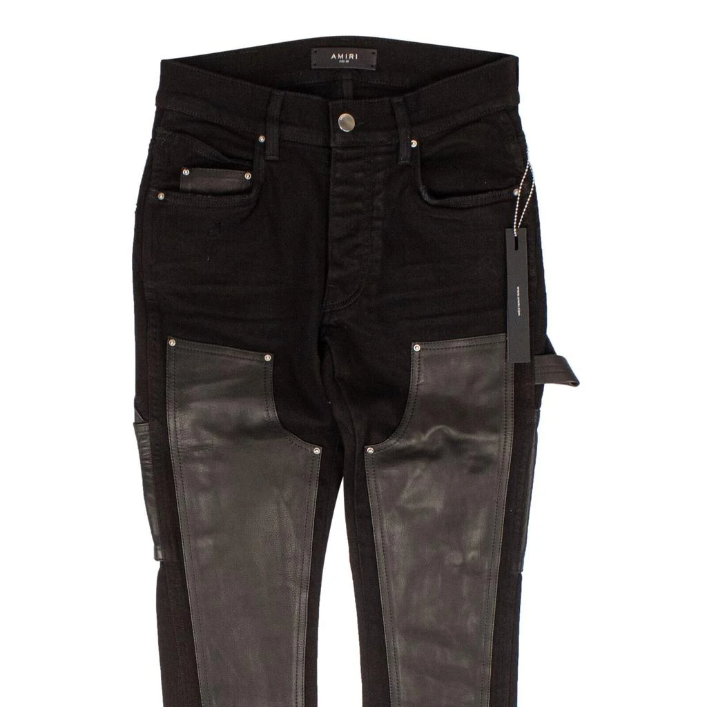 AMIRI Black Denim Leather Workman Pants 2