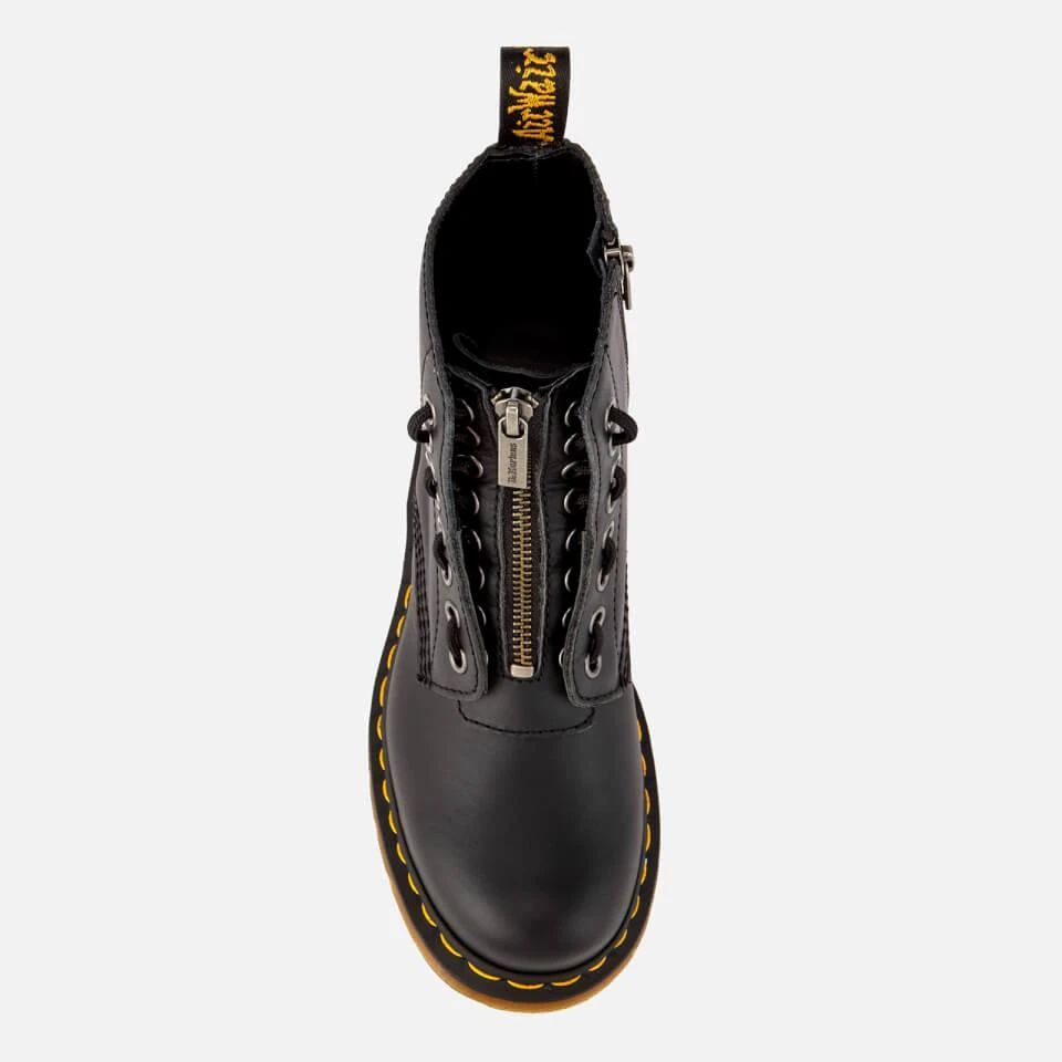 Dr. Martens DR. MARTENS WOMEN'S 1460 PASCAL FRONT ZIP ARCADIA LEATHER 8-EYE BOOTS - BLACK 3