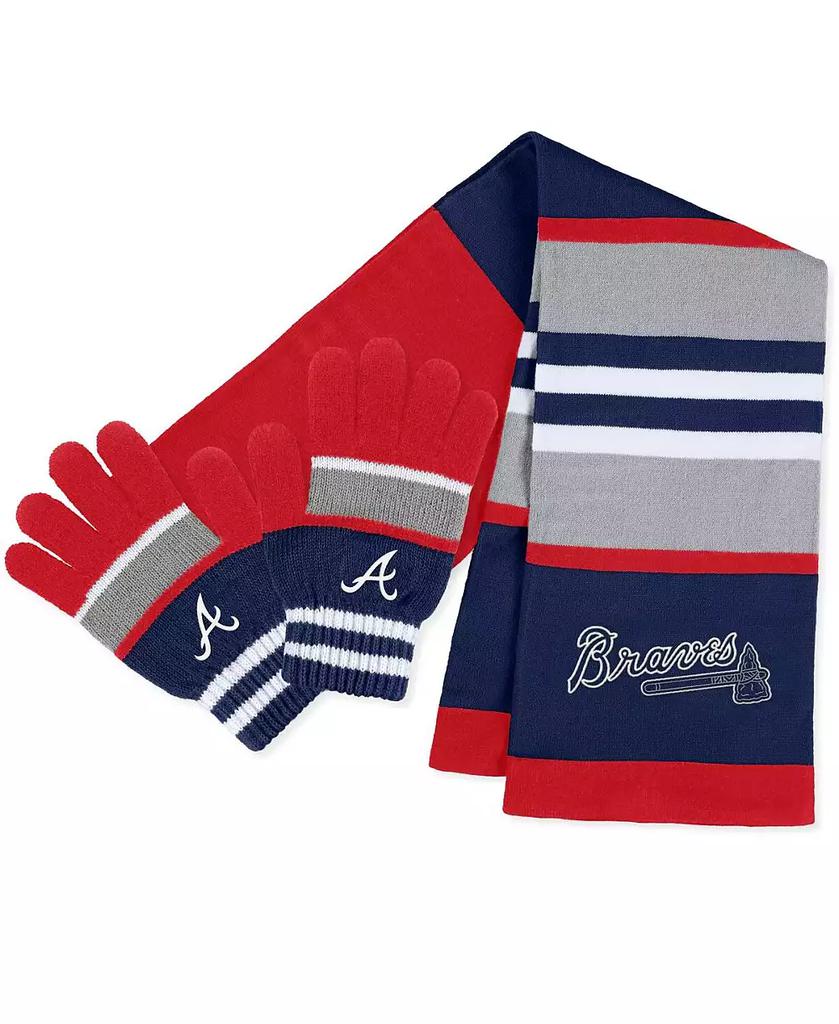 WEAR by Erin Andrews Women's Atlanta Braves Stripe Glove and Scarf Set