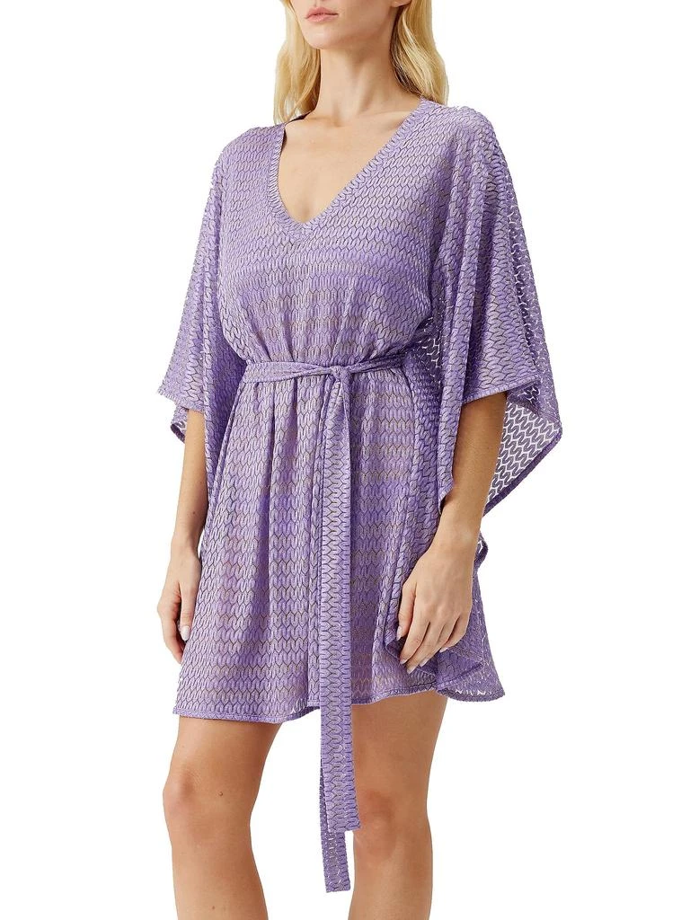 MELISSA ODABASH Petra Crochet-Knit Caftan Minidress