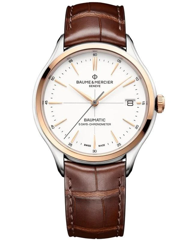 Baume & Mercier Baume & Mercier Clifton Automatic 18K Rose Gold Bezel Leather Strap Men's Watch 10519 1