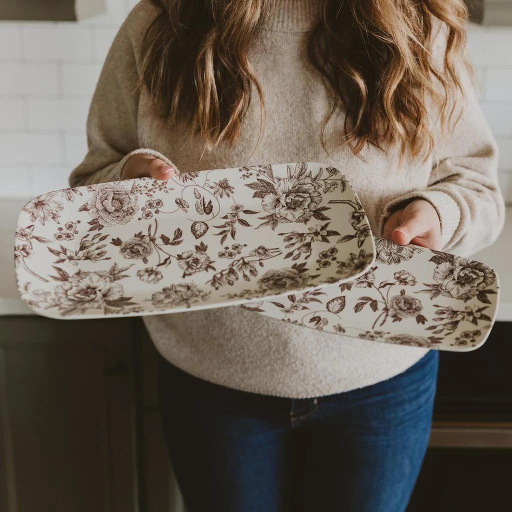 SWEET WATER DECOR Delft Stacking Melamine Tray – Set Of 2 In Brown 2