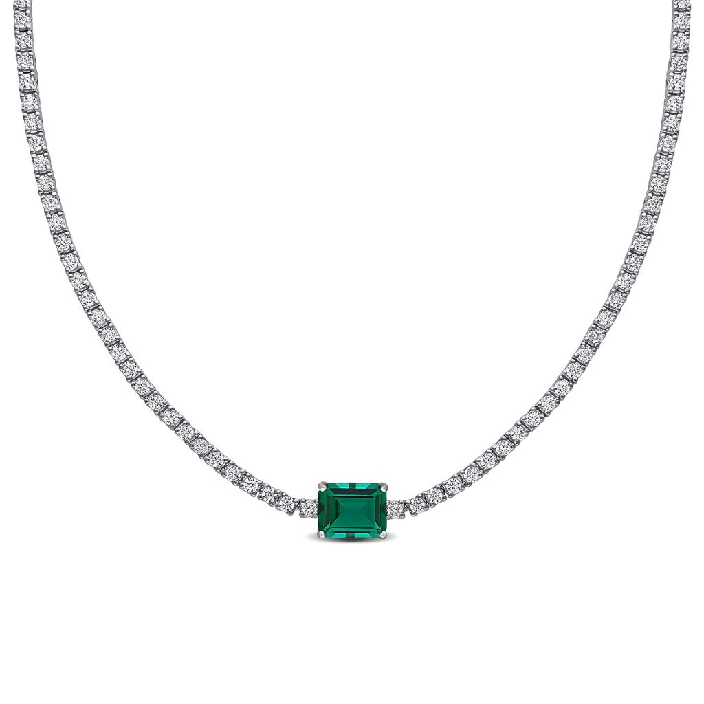 Mimi 
Max 15 7/8ct TGW Created Emerald Created White Sapphire Necklace Sterling Silver