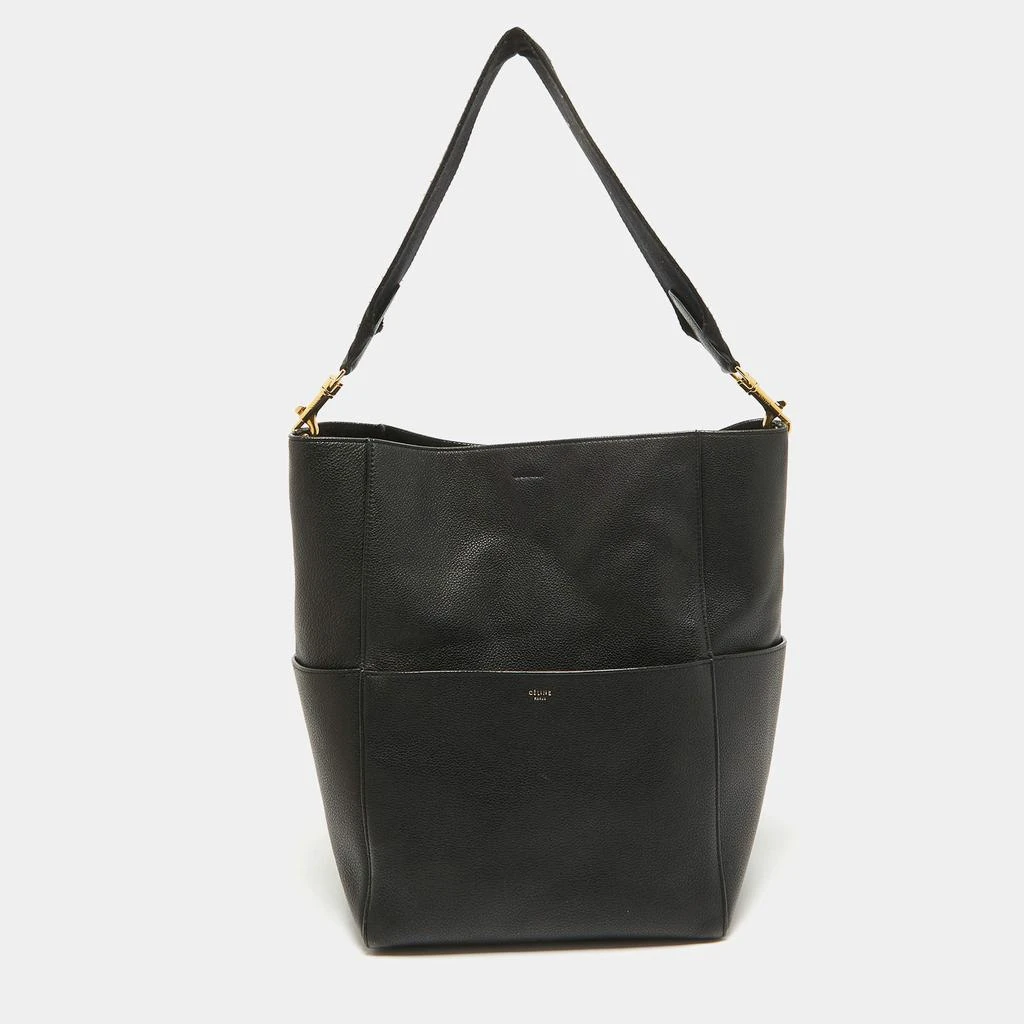 Celine Celine Black Leather Sangle Bucket Bag 1