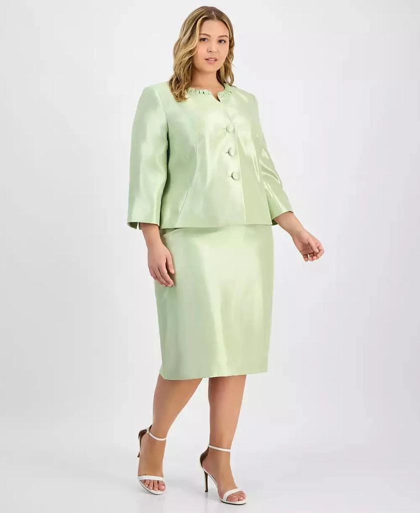 Le Suit Plus Size Collarless Three-Button 3/4-Sleeve Jacket 
Slim Skimmer Skirt 1