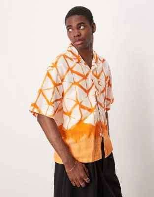 Cotton:On Cotton On Cabana short sleeve shirt in orange abstract print 4