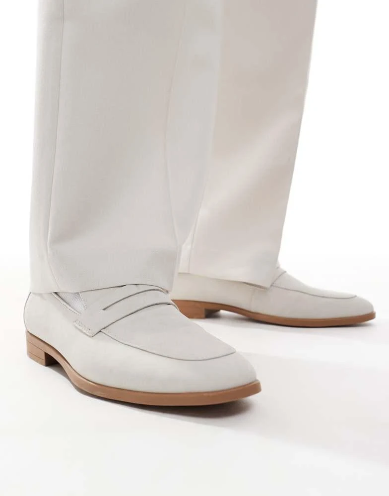 ASOS ASOS DESIGN penny loafer in light grey 1