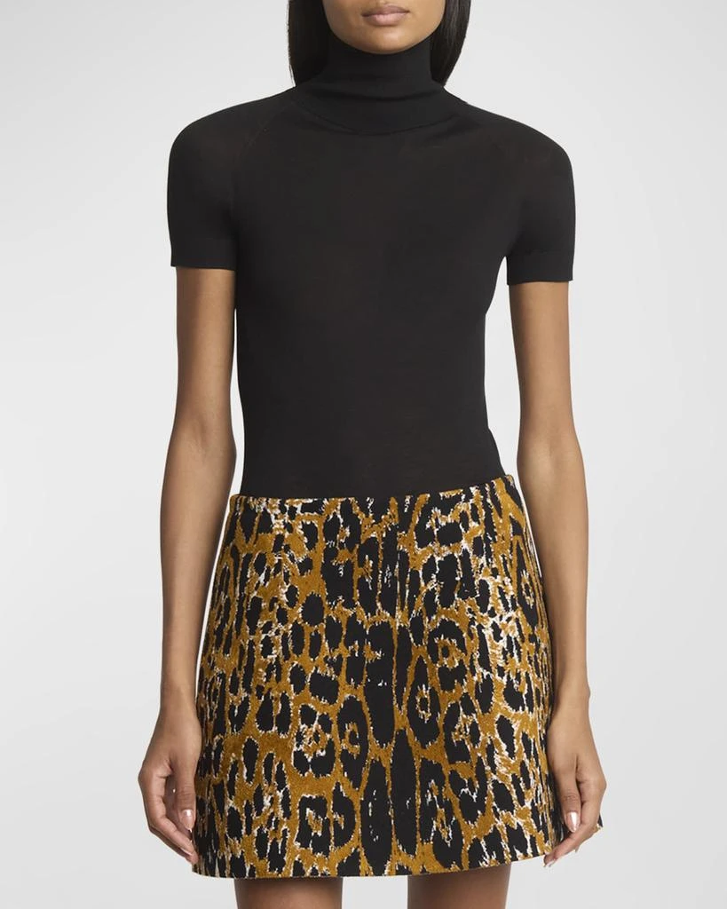 Alaia Mock-Neck Short-Sleeve Wool Bodysuit 2