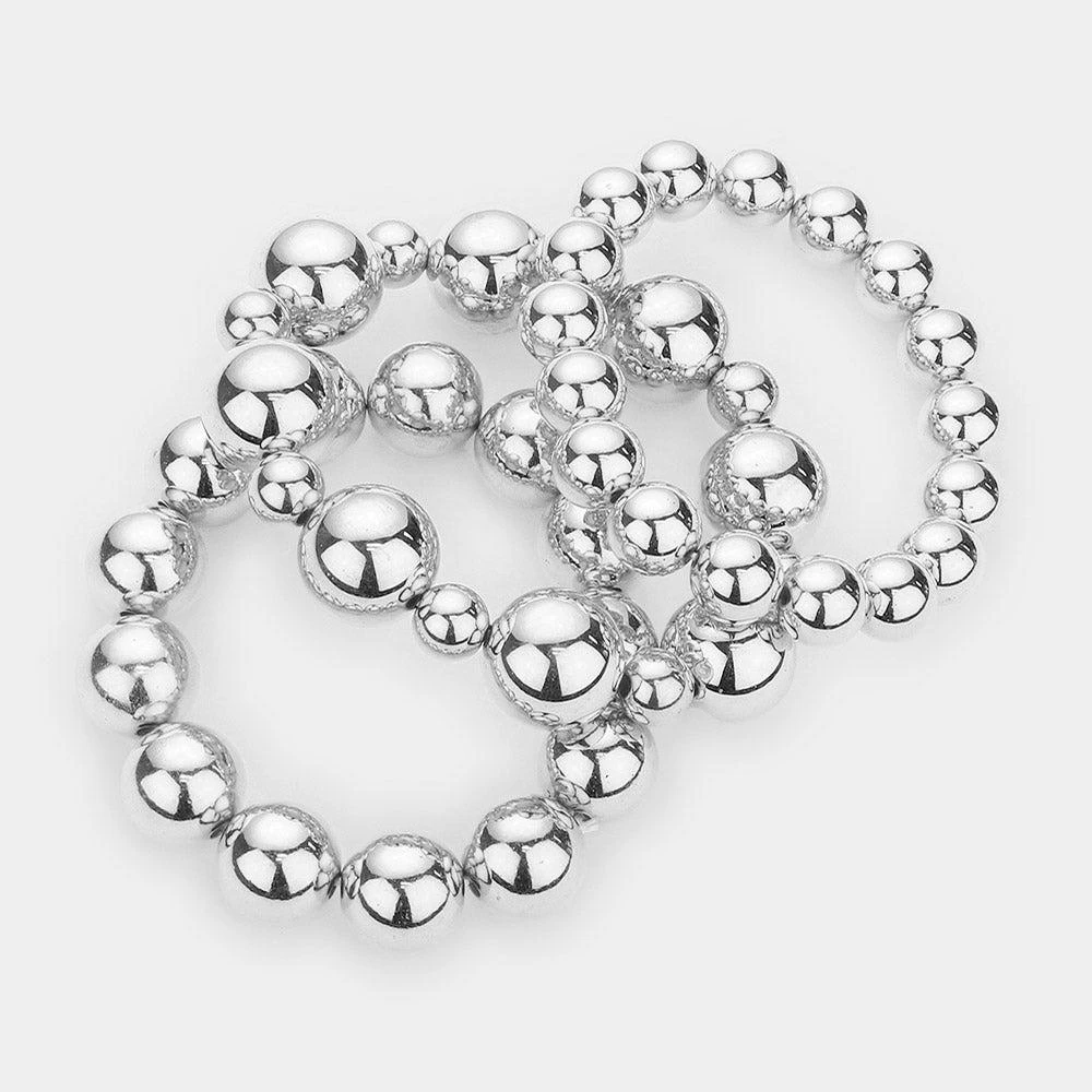 FASHNZFAB 3PCS - Metal Ball Stretch Bracelets 2