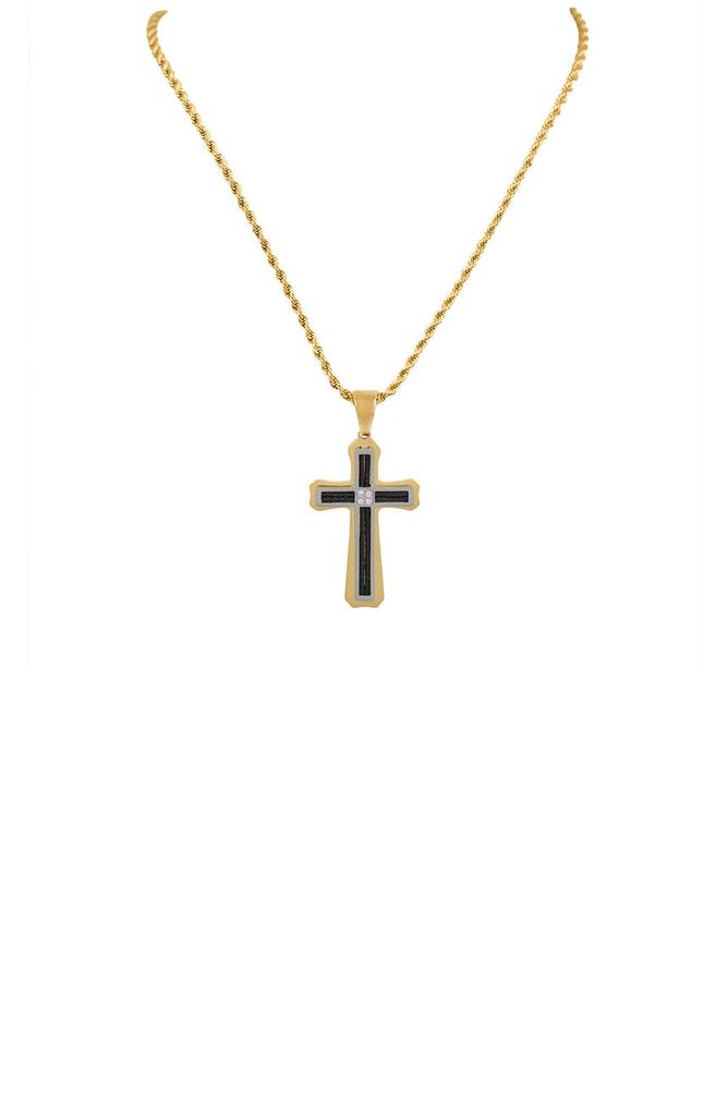 AMERICAN EXCHANGE Men's Diamond Accent Cross Pendant Necklace - 0.10ct.