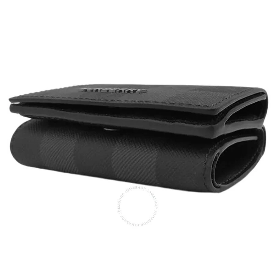 Burberry Men's Charcoal Plaid Leather Trifold Wallet 2