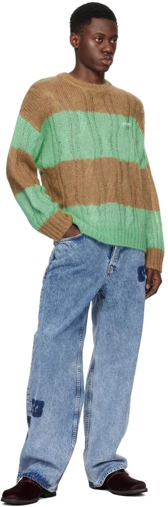 Ganni Brown & Green Striped Sweater 4