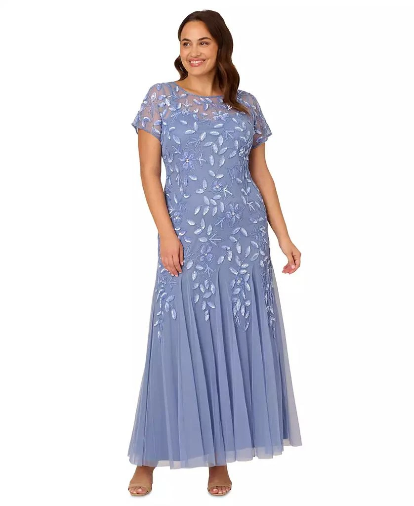 Adrianna Papell Women's Plus Floral-Design Embellished Gown 2