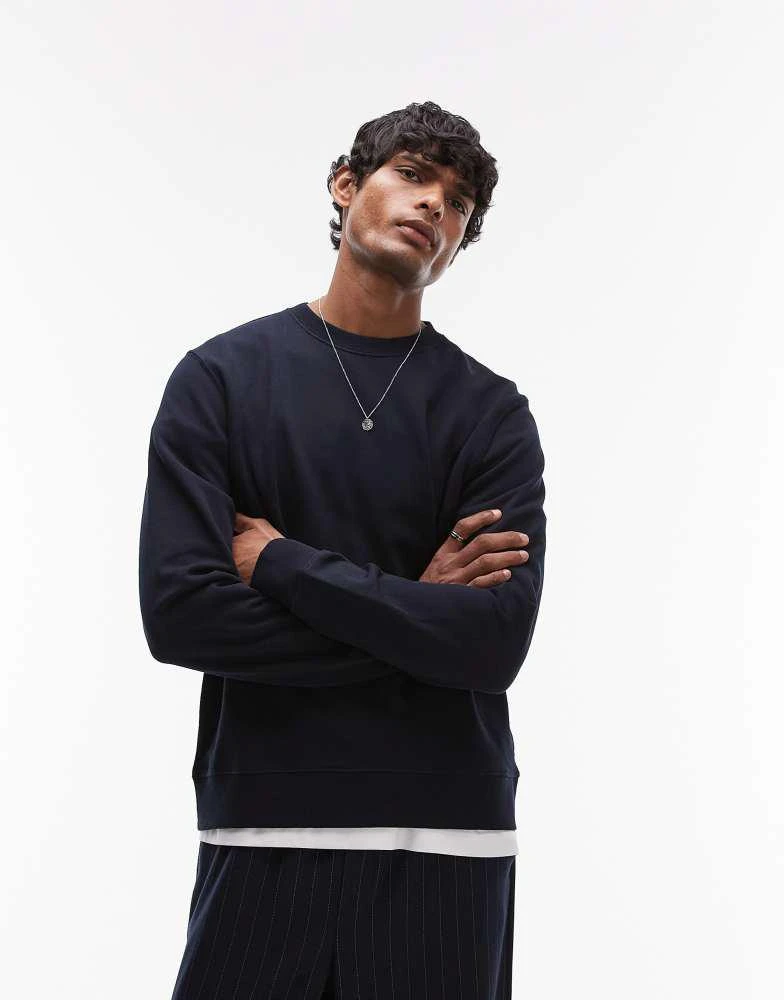ARKET ARKET minimal jersey sweatshirt with crew neck in navy 1