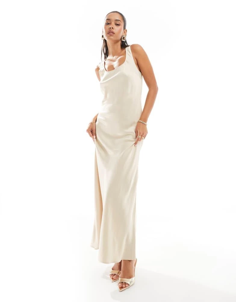 ASOS ASOS DESIGN scoop neck bias cut maxi dress in champagne 1