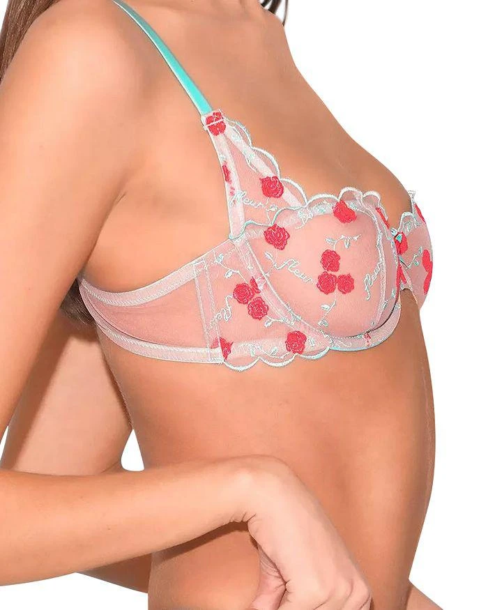 Fleur du Mal Rose and Vine Embroidered Balconette Bra 2