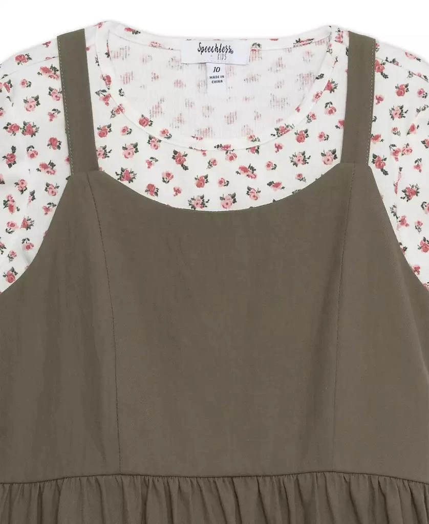 Speechless Big Girls 2-Piece Rosebud T-Shirt and Tiered Olive Dress Set 3