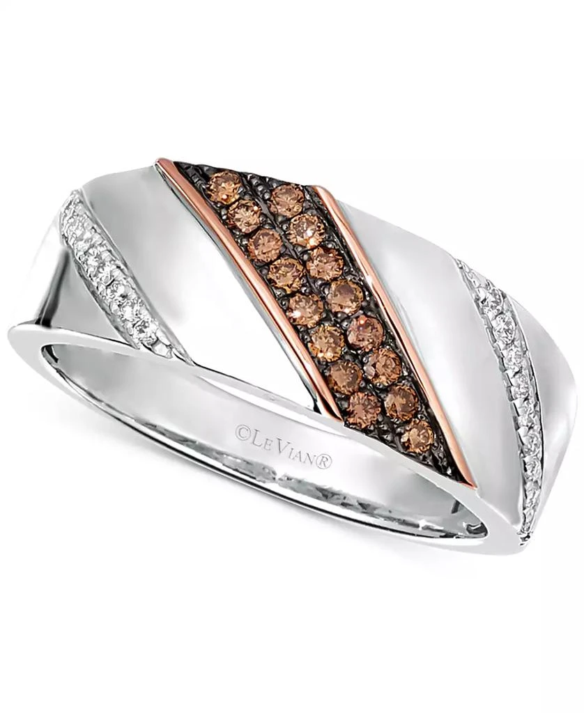 Le Vian Chocolatier® Men's Diamond Diagonal Diamond Ring (3/8 ct. t.w.) in Sterling Silver & 14k Rose Gold 1