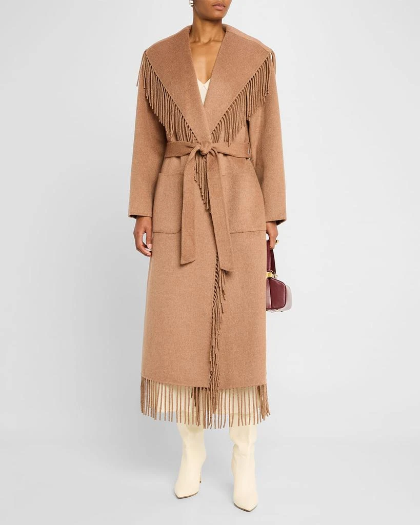 SIMKHAI Carrie Belted Fringe Robe Coat 2