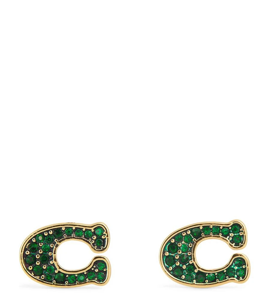 Coach Embellished Monogram Stud Earrings 1