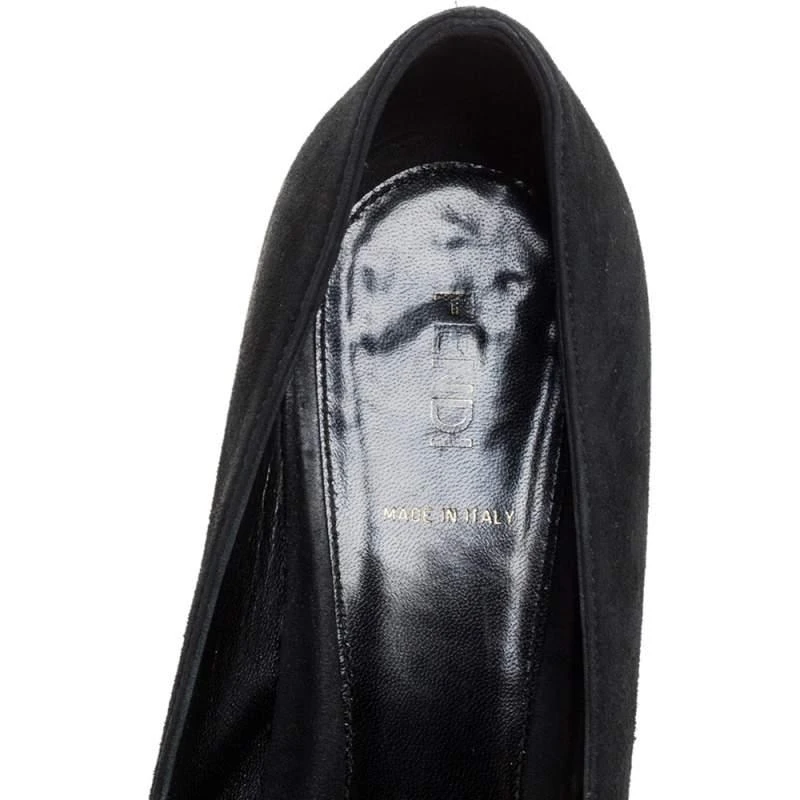 Fendi Fendi Black Suede Zucca Heel Platform Pumps Size 38 7
