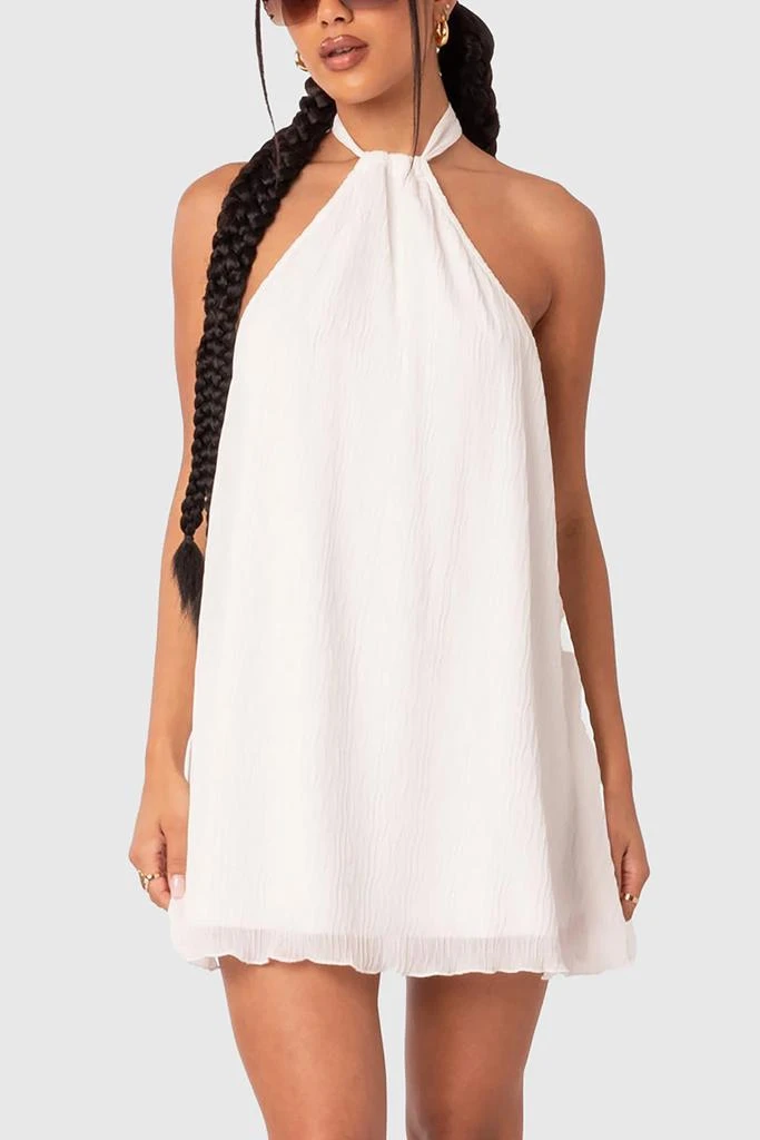 edikted shredded backless halter mini dress Shredded Backless Halter Mini Dress – edikted main image 1